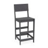 Front three-quarter view of the Leisure MGP solid style outdoor bar chair with footrest in a textured Susquehanna Grey finish.