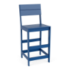 Front three-quarter view of the Leisure MGP slat style outdoor bar chair with footrest in a vibrant royal blue finish.