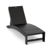 Front three-quarter view of the Leisure MGP arched solid style outdoor chaise lounge in a matte black finish.