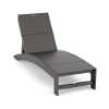 Front three-quarter view of the Leisure MGP arched solid style outdoor chaise lounge in a dark grey finish.