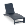 Front three-quarter view of the Leisure MGP arched solid style outdoor chaise lounge in a navy blue finish.