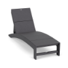 Front three-quarter view of the Leisure MGP arched solid style outdoor chaise lounge in a textured Susquehanna Grey finish.