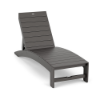 Front three-quarter view of the Leisure MGP arched slat style outdoor chaise lounge in a dark grey finish.