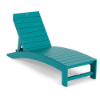 Front three-quarter view of the Leisure MGP arched slat style outdoor chaise lounge in an Aruba teal finish.