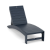 Front three-quarter view of the Leisure MGP arched slat style outdoor chaise lounge in a navy blue finish.