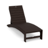 Front three-quarter view of the Leisure MGP arched slat style outdoor chaise lounge in a dark Northeastern Walnut wood-grain finish.