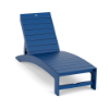 Front three-quarter view of the Leisure MGP arched slat style outdoor chaise lounge in a vibrant royal blue finish.