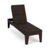 Front three-quarter view of the Leisure MGP flat solid style outdoor chaise lounge in a dark Northeastern Walnut wood-grain finish.