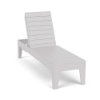 Front three-quarter view of the Leisure MGP flat slat style outdoor chaise lounge in a clean white finish.