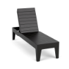 Front three-quarter view of the Leisure MGP flat slat style outdoor chaise lounge in a matte black finish.
