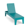 Front three-quarter view of the Leisure MGP flat slat style outdoor chaise lounge in an Aruba teal finish.