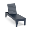 Front three-quarter view of the Leisure MGP flat slat style outdoor chaise lounge in a navy blue finish.
