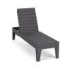 Front three-quarter view of the Leisure MGP flat slat style outdoor chaise lounge in a textured Susquehanna Grey finish.
