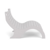 Side profile view showing the contoured low-profile S-curve shape and slatted design of the white Aqua MGP 915 Ledge commercial in-pool sand chair.