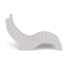 Side profile view showing the contoured low-profile S-curve shape and slatted design of the white Aqua MGP Ledge commercial in-pool sand chair.