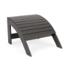 Front three-quarter view of a slatted Marine Grade Polymer outdoor footrest ottoman in a warm dark grey finish.