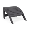 Front three-quarter view of a slatted Marine Grade Polymer outdoor footrest ottoman with a textured charcoal Susquehanna Grey finish.