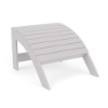 Front three-quarter view of a slatted Marine Grade Polymer outdoor footrest ottoman in a clean, solid white finish.
