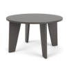Front three-quarter view of a 20-inch round outdoor side table made entirely from Marine Grade Polymer with a solid grey finish.