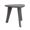 Front three-quarter view of a 20-inch triangular modern outdoor side table made entirely from Marine Grade Polymer with a solid grey finish.