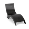 Front three-quarter view of a slatted, contoured Marine Grade Polymer pool ledge chaise lounge in a solid black finish.