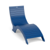 Front three-quarter view of a slatted, contoured Marine Grade Polymer pool sun shelf chaise lounge in a vibrant royal blue finish.