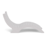 Side profile view showing the ergonomically arched S-curve frame and slatted design of a white Marine Grade Polymer in-pool chaise lounge.