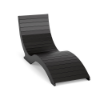 Front three-quarter view of an arched, slatted Marine Grade Polymer pool ledge chaise lounge in a solid black finish.