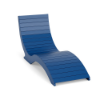 Front three-quarter view of a slatted Marine Grade Polymer in-pool chaise lounge in a bright royal blue finish.