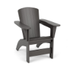 Three-quarter perspective view of an outdoor MGP Adirondack chair with wide armrests and vertical slatted back, finished in uniform dark grey.