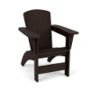 Three-quarter perspective view of an MGP commercial Adirondack chair in a rich dark brown Northeastern Walnut finish.