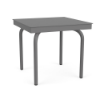 Perspective view of a 20-inch square Sundance commercial outdoor aluminum side table featuring a Slate Grey finish and a smooth, solid square top.