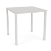 A 42-inch square commercial outdoor aluminum bar-height table in Sky White with a smooth, solid tabletop and a central umbrella hole, supported by four straight square legs.