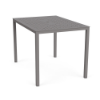 A 42" x 60" rectangular outdoor aluminum bar table in Titanium Gray featuring a uniform square grid cube pattern across the top surface with a central umbrella hole.