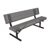 Portable - Perforated Metal - RHINO 6 Ft. Thermoplastic Polyolefin Coated Steel Bench with Back and Rolled Edges