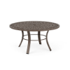 A 36-inch round commercial patio coffee table designed with a Textured Espresso aluminum base, circular leg cross-brace, and a woven basketweave-patterned aluminum tabletop with a central umbrella hole.