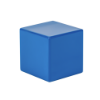A 14-inch compact commercial outdoor side table featuring a smooth, glossy blue fiberglass cube design.