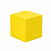 A 14-inch compact commercial outdoor side table featuring a smooth, glossy yellow fiberglass cube design.
