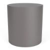 An 18-inch solid cylindrical commercial outdoor side table in a clean titanium gray finish with no cut-out patterns.