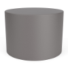 A 24-inch solid cylindrical commercial outdoor side table in a clean, minimalist titanium gray finish with no cut-out patterns.