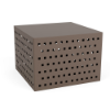 A 24-inch square commercial outdoor side table in a textured espresso finish featuring a grid of small square cut-outs aligned horizontally across the body.