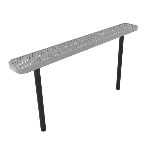 RHINO 6 Ft. Thermoplastic Polyolefin Coated Tan Pedestal Bench Without Back - Expanded Metal - Surface Mount