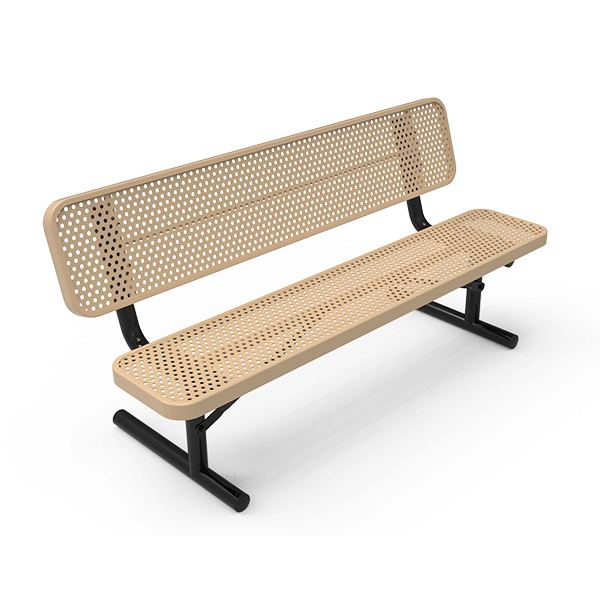 Portable Mount - Perforated Metal - RHINO 6 Ft. Thermoplastic Polyolefin Coated Player’s Bench with Back
