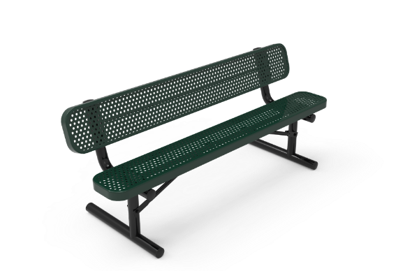 RHINO 8 ft. Thermoplastic Coated Perforated Steel Portable Bench with Back