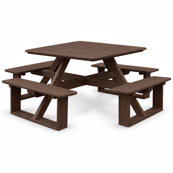 44" Poly Recycled Plastic Square Walk-In Picnic Table