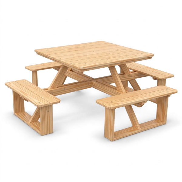 Picture of 44" Square Walk-In Wooden Picnic Table - 170 lbs.
